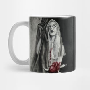 Bloody Valentine - star, night night, heart, bdsm, toxic love, dark nun, stranger, star, moon, girl, blood, demon, three of swords, tarot, sticker Mug